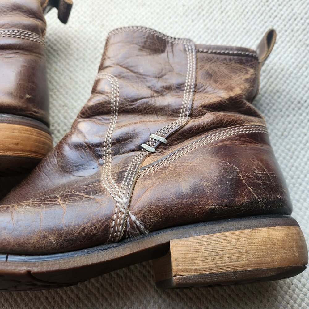 Bed Stu Mens Boots Size US 11 Leather Brown 6186 Zip Up UK 10 Stitch Distressed - Picture 6 of 13